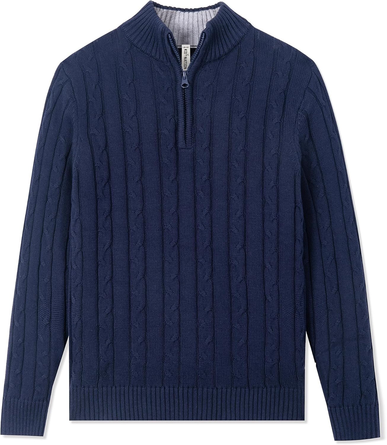 Kid Nation Boys Sweater 100% Cotton Quarter Zip Pullover
