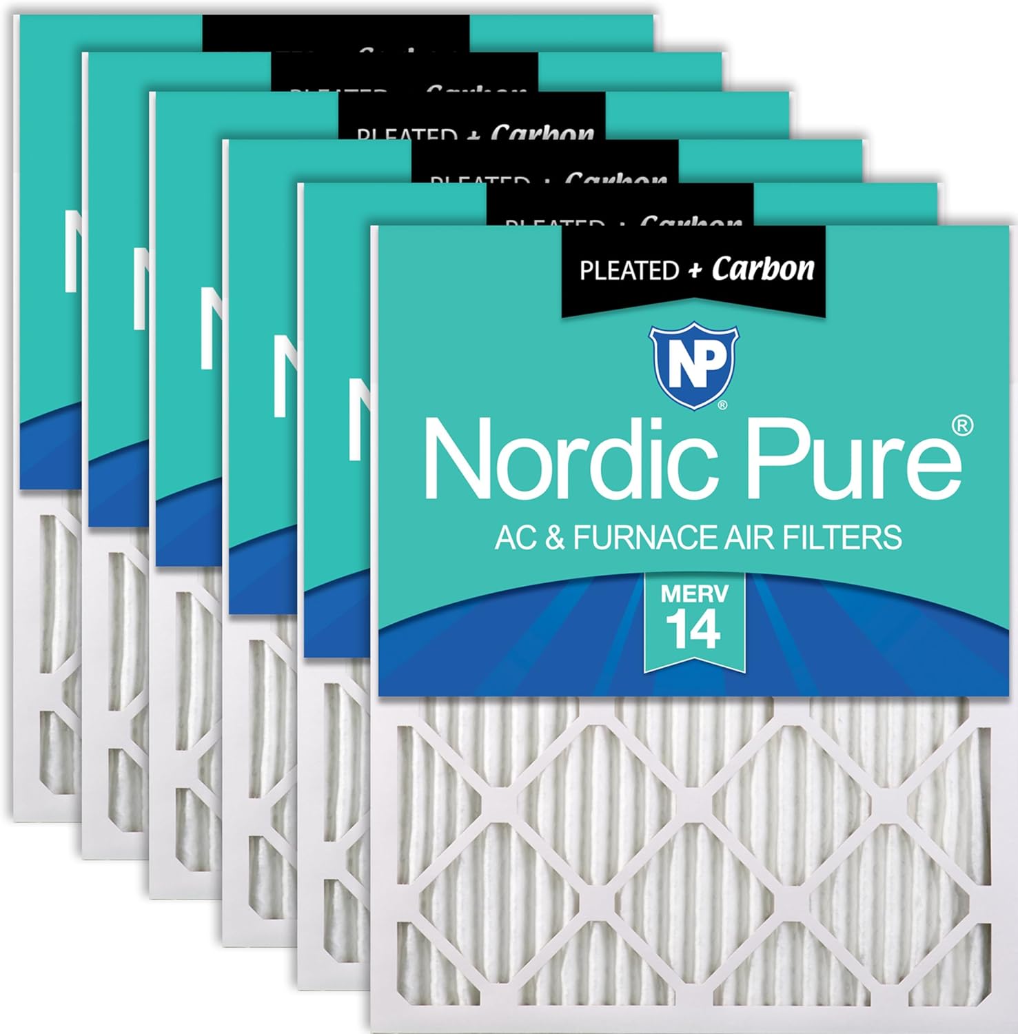 Nordic Pure 15x20x1 Pleated Air Filters with Carbon for Odor Control
