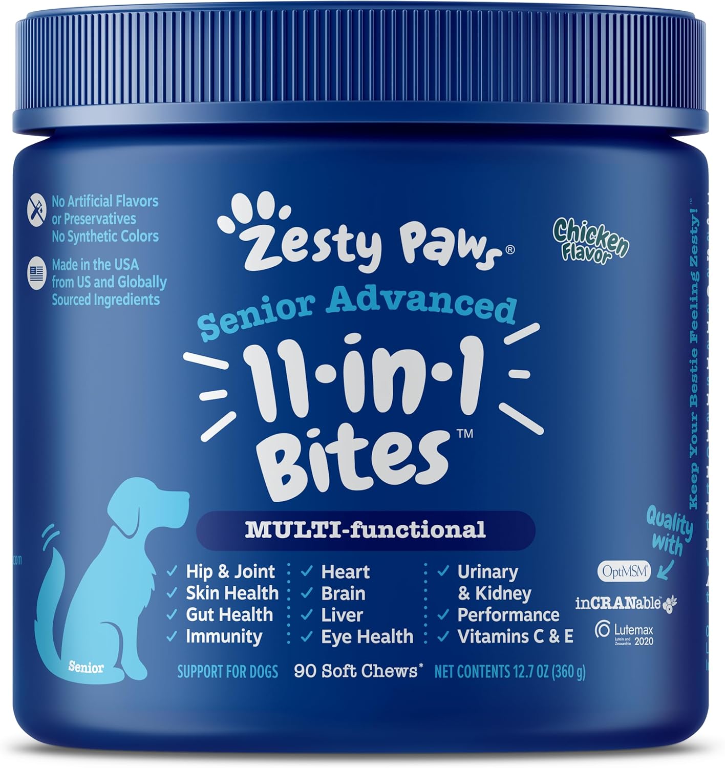 Zesty Paws Senior Dog Multivitamin Treats for Joint Health