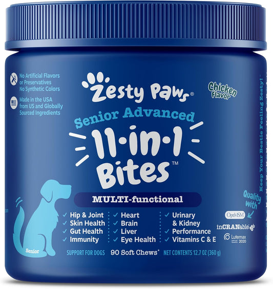 Zesty Paws Senior Dog Multivitamin Treats for Joint Health