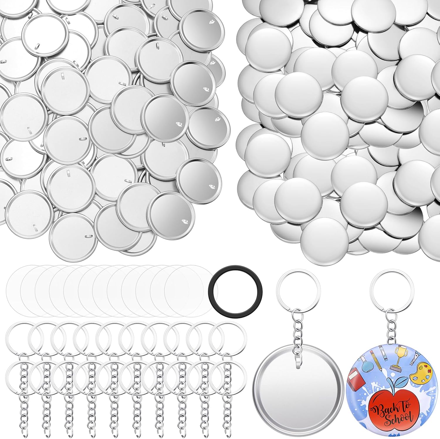 Tondiamo 100 Sets 58 mm Button Maker Keychains for DIY Gifts
