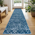 KUTA Moroccan Washable Hallway Runner Rug 2x6 ft - Soft Non-Slip Blue