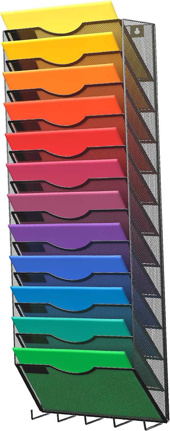12-Tier Wall Mounted Hanging File Organizer for Home Office