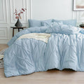 Light Blue Comforter Set Queen Pintuck Bedding Set - Elegant Pintuck