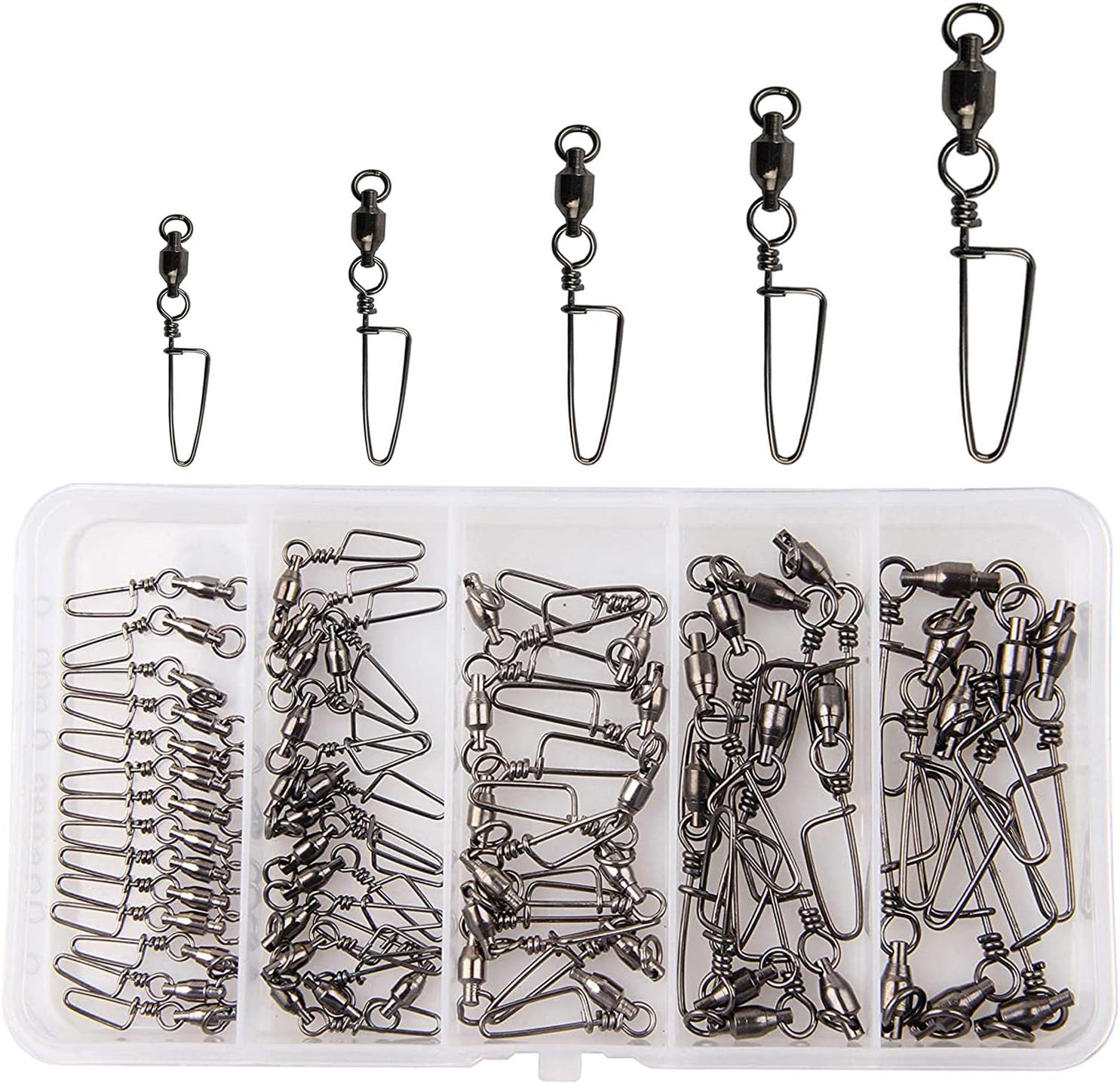 AGOOL 60pcs Stainless Steel Fishing Swivel Kit