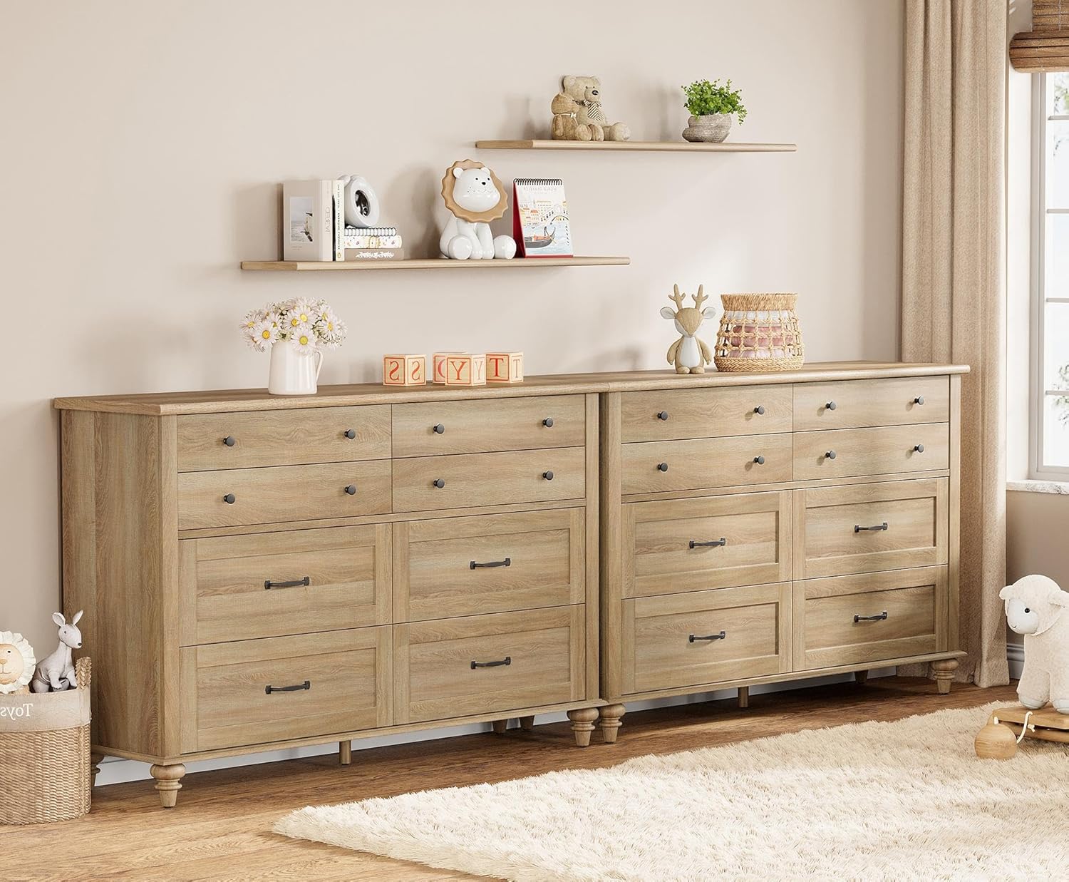 2-in-1 Baby Dresser with 16 Drawers for Kids Room Storage