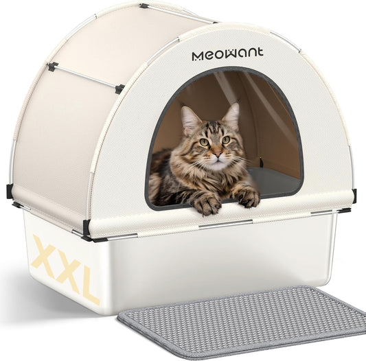 Extra Large 3-in-1 Covered Cat Litter Box for Easy Cleaning