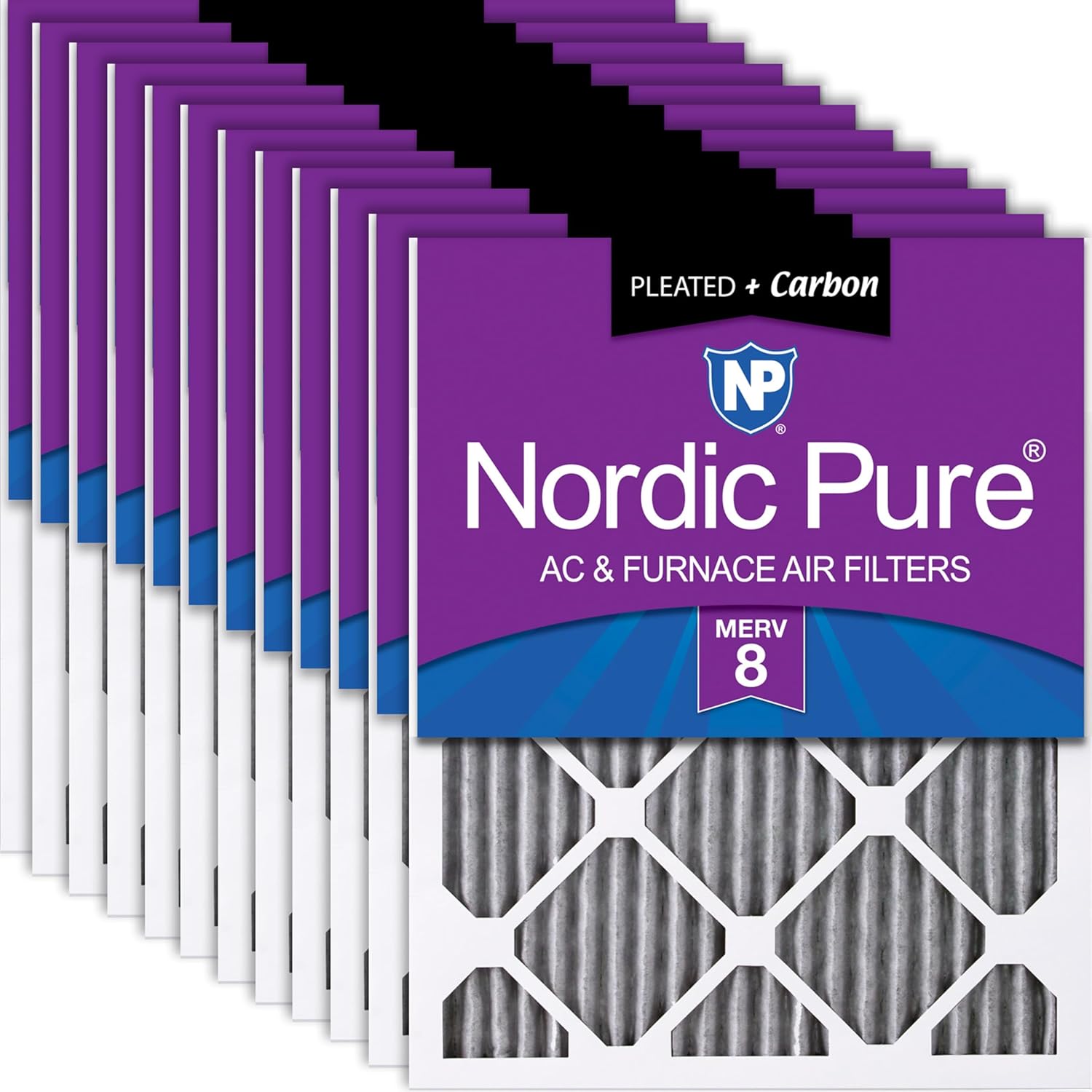 Nordic Pure 14x14x1 Furnace Air Filters with Carbon for Odor Control