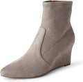 Womens Wedge Ankle Boots with Memory Foam Heel - Comfortable Fit