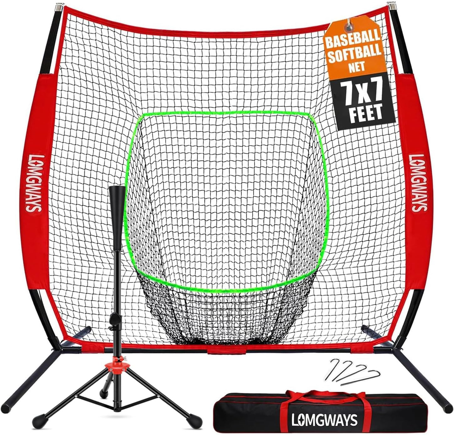 7ftx7ft Portable Baseball Net Set for Hitting and Pitching Practice