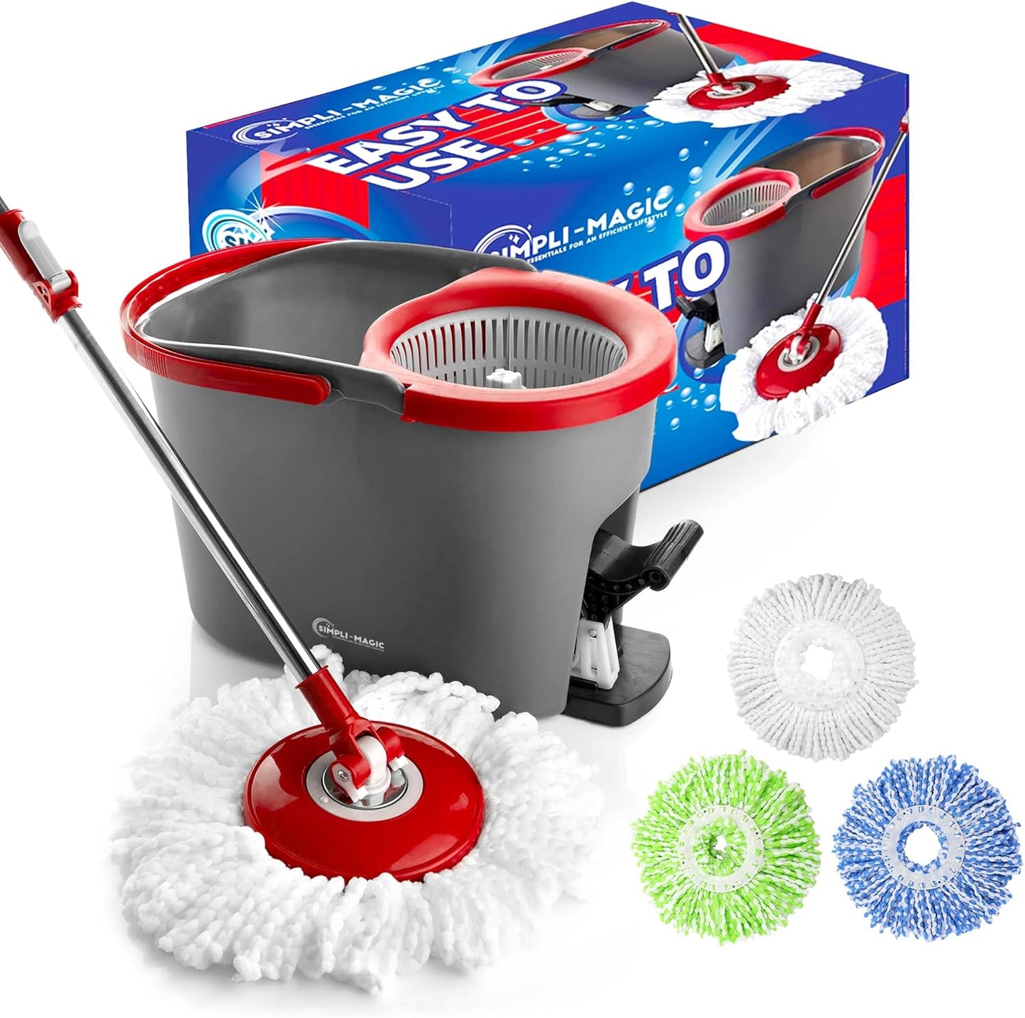 SIMPLI-MAGIC Spin Mop Cleaning System for All Floor Types