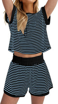 MISSACTIVER Stripe Knit 2 Piece Lounge Set Women - Casual Summer