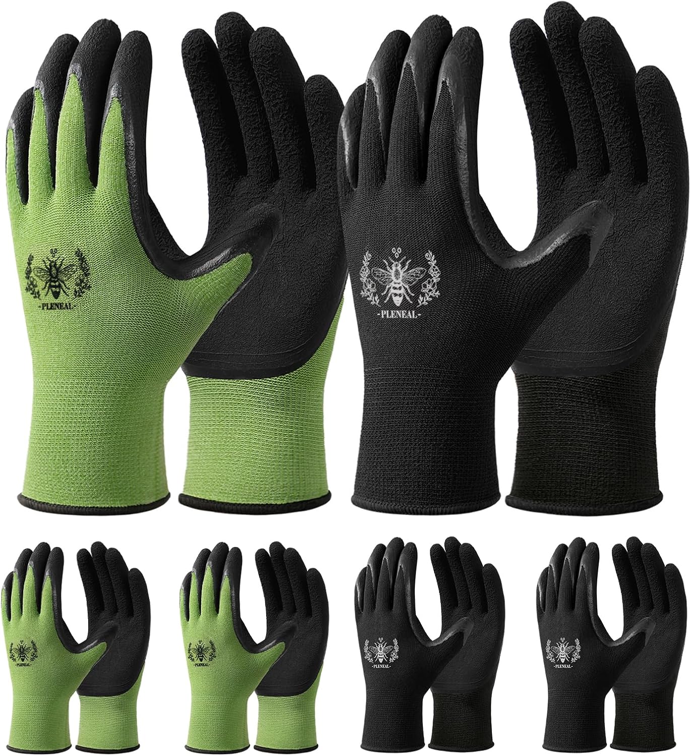 Pleneal Latex Coated Garden Gloves - Strong Grip, 6/3 Pairs