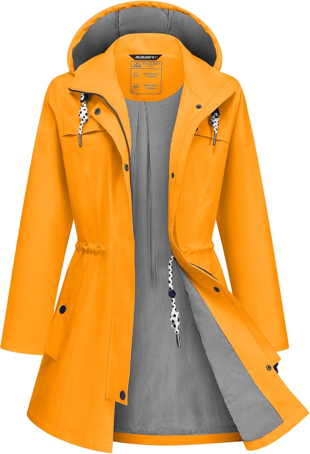 Waterproof Long Lightweight Rain Jacket for Women Outdoor Use