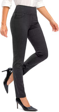Womens High Waist Dress Pants with Pockets - Skinny Work Slacks