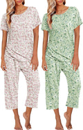 Ekouaer 2 Pack Womens Pajama Sets - Soft Floral Sleepwear