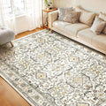 8x10 Washable Living Room Rug Cream - Soft Low Pile Non-Slip