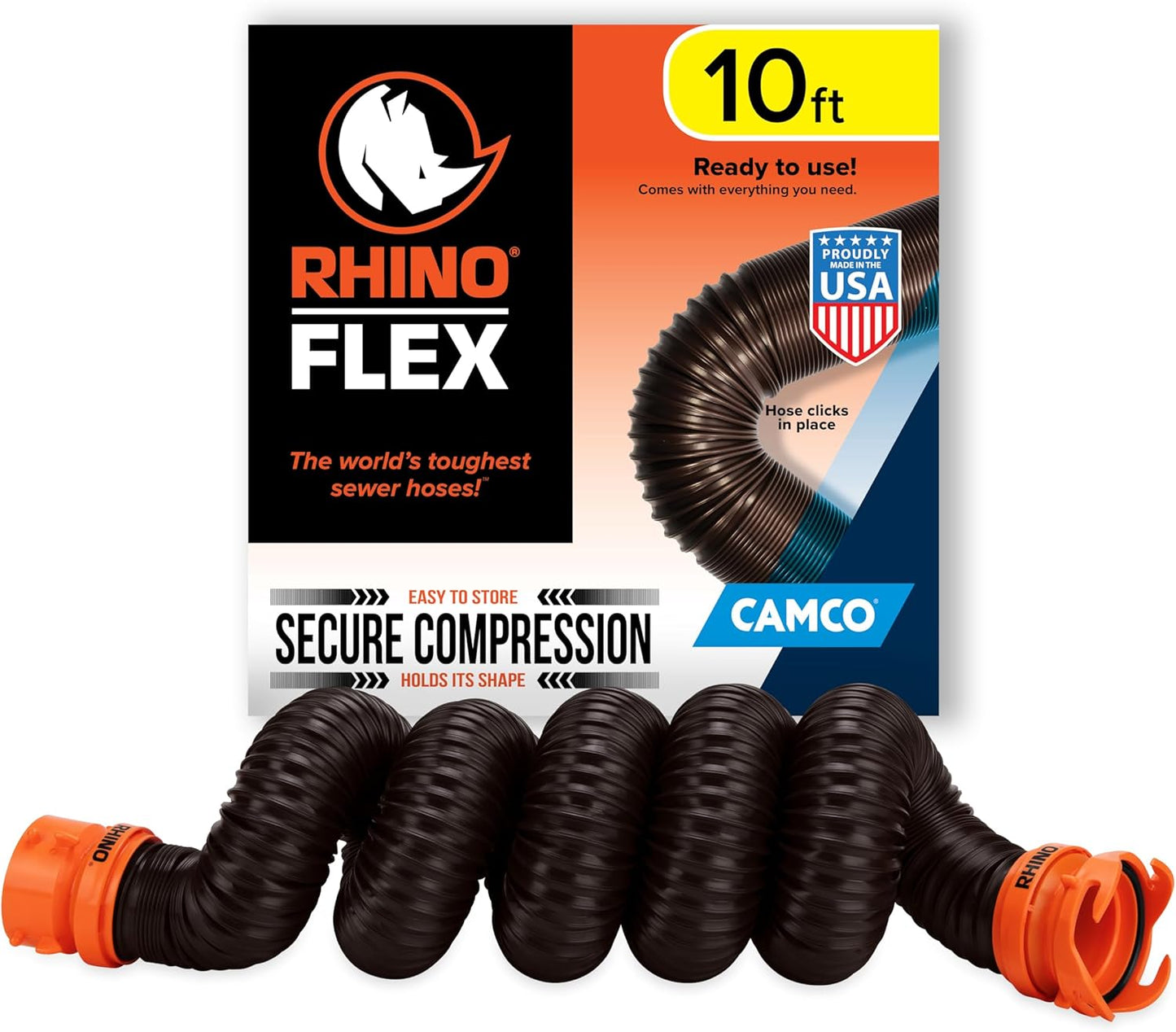 Camco RhinoFLEX 10 RV Sewer Hose Extension for Easy Storage