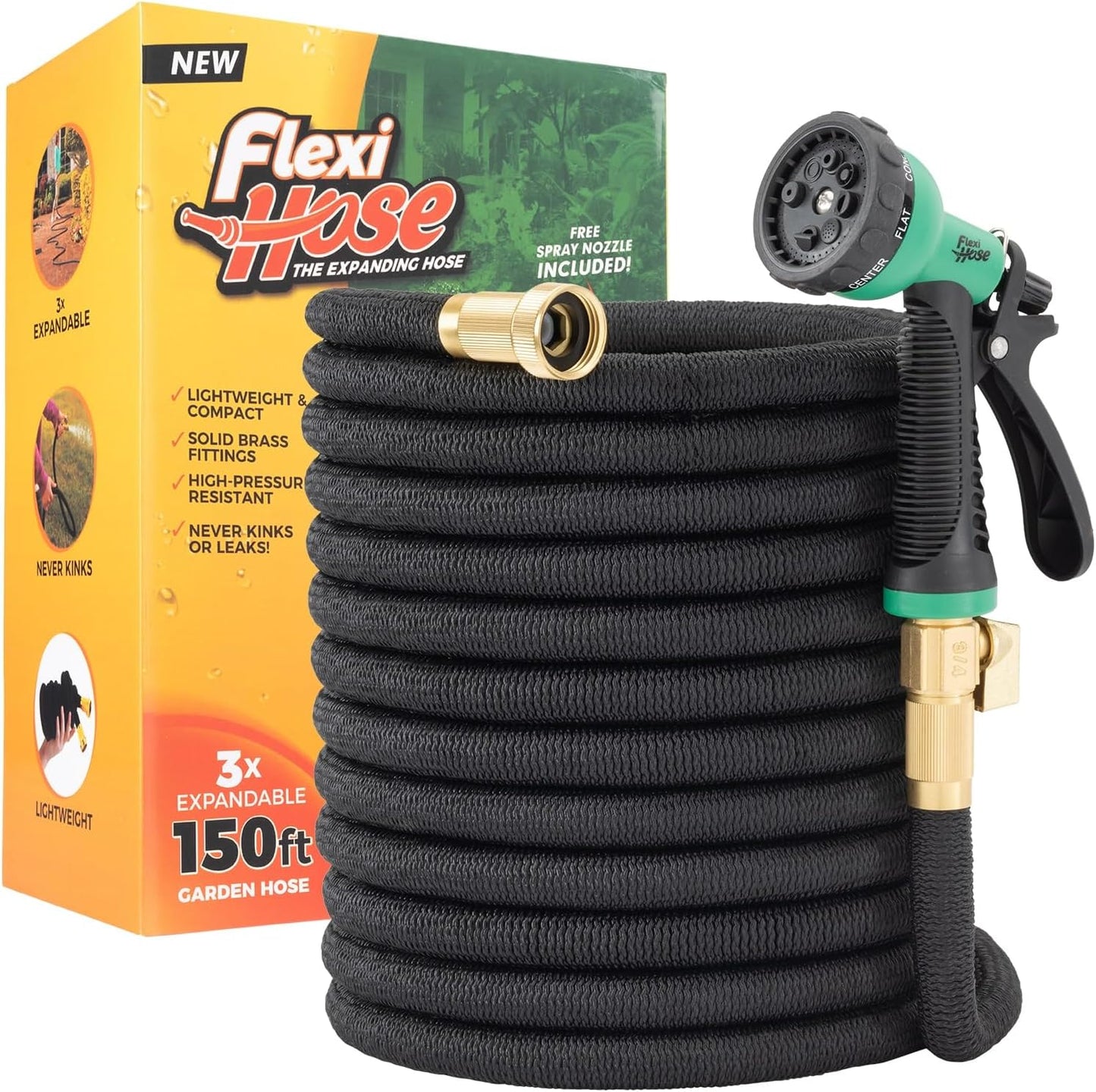 Flexi Hose 150FT Expandable Garden Hose with 8 Function Nozzle