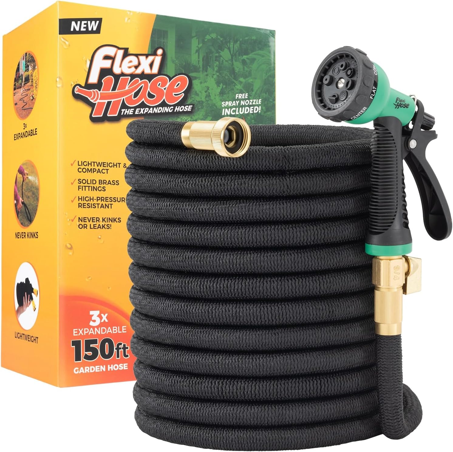 Flexi Hose 150FT Expandable Garden Hose with 8 Function Nozzle