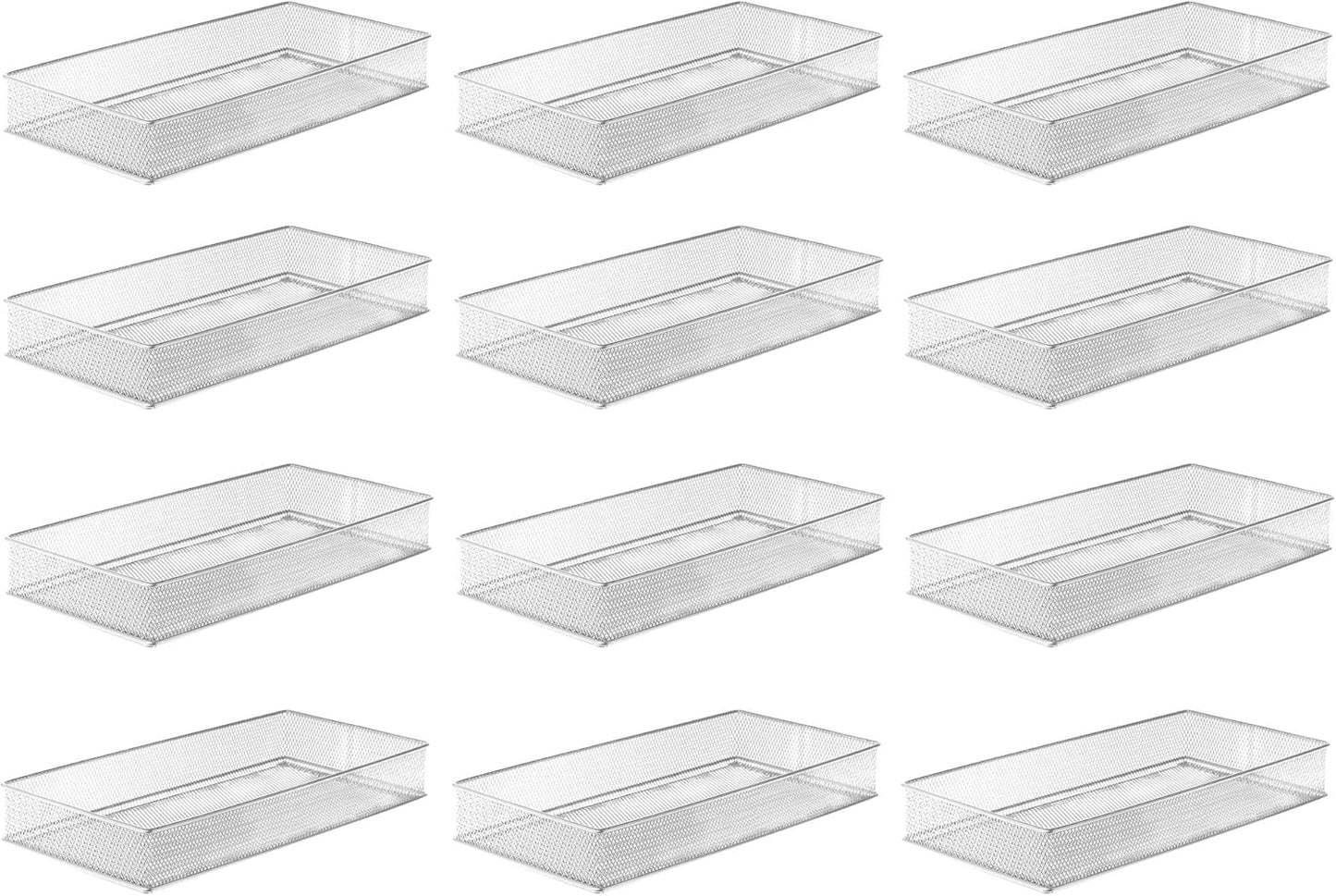 YBM HOME Silver Mesh Drawer Organizer Bins for Office and Home