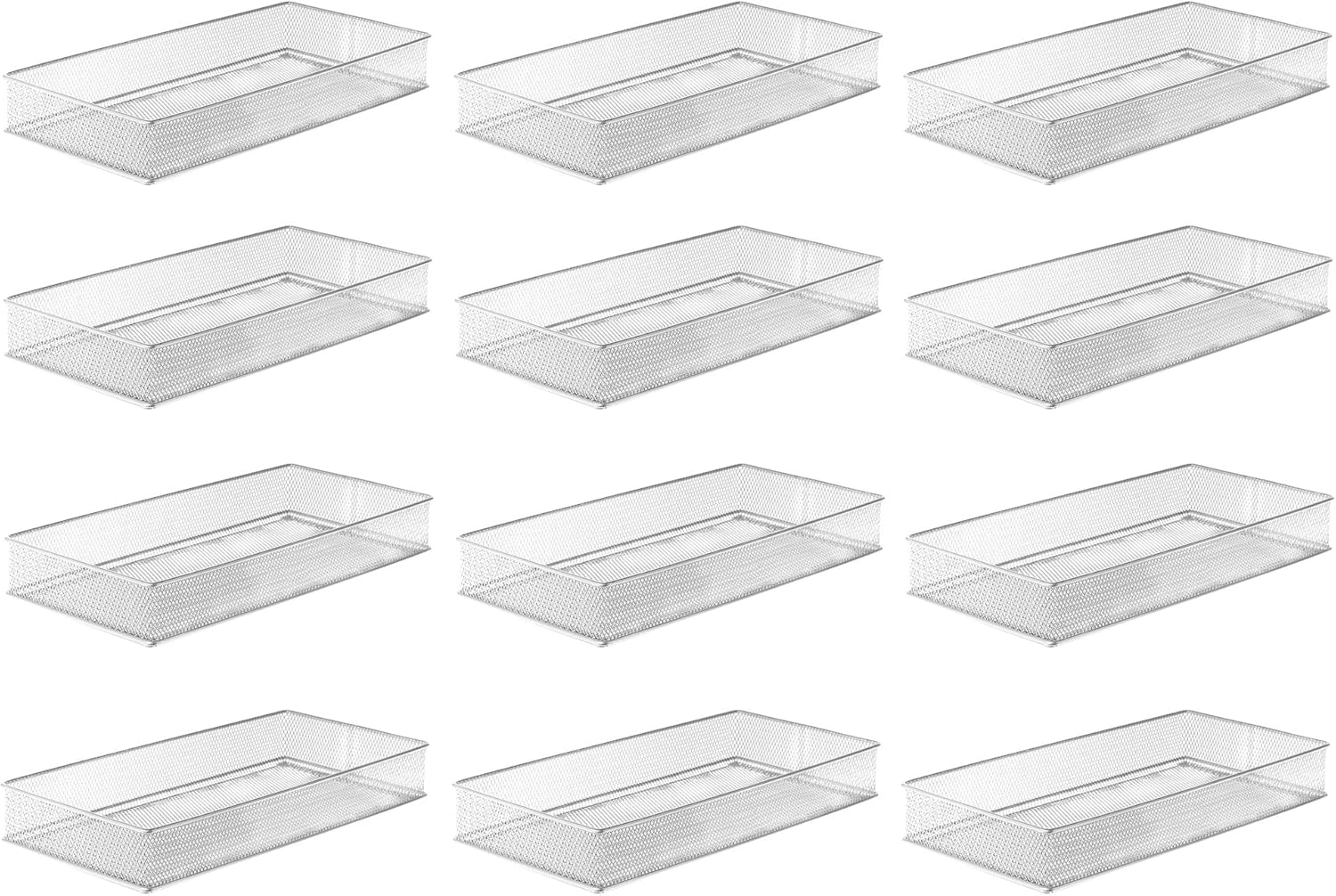 YBM HOME Silver Mesh Drawer Organizer Bins for Office and Home