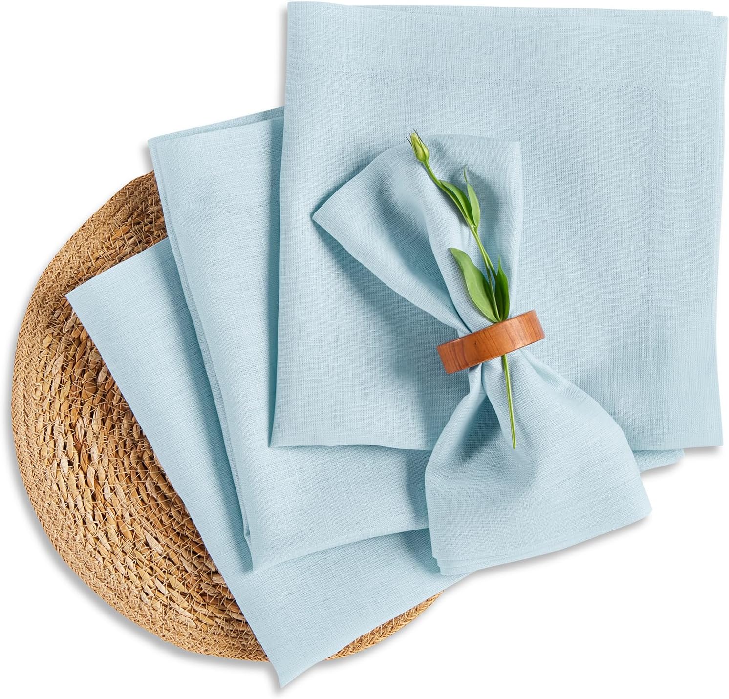 Linen Napkins Set of 4 - 100% Pure Linen Ice Water Dinner Napkins