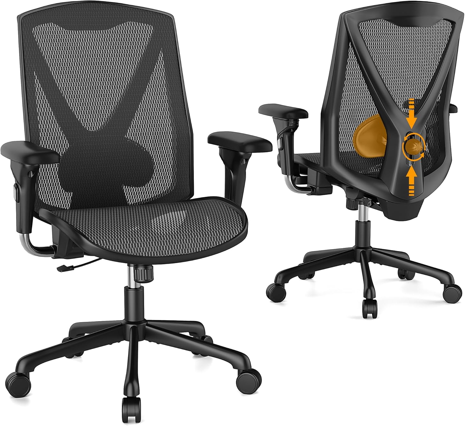CozNook Ergonomic Office Chair: Lumbar Support, Adjustable Armrests, Breathable Mesh