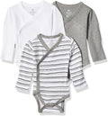 HonestBaby unisex-baby 3-pack Long Sleeve Kimono Bodysuits - Soft SNUG