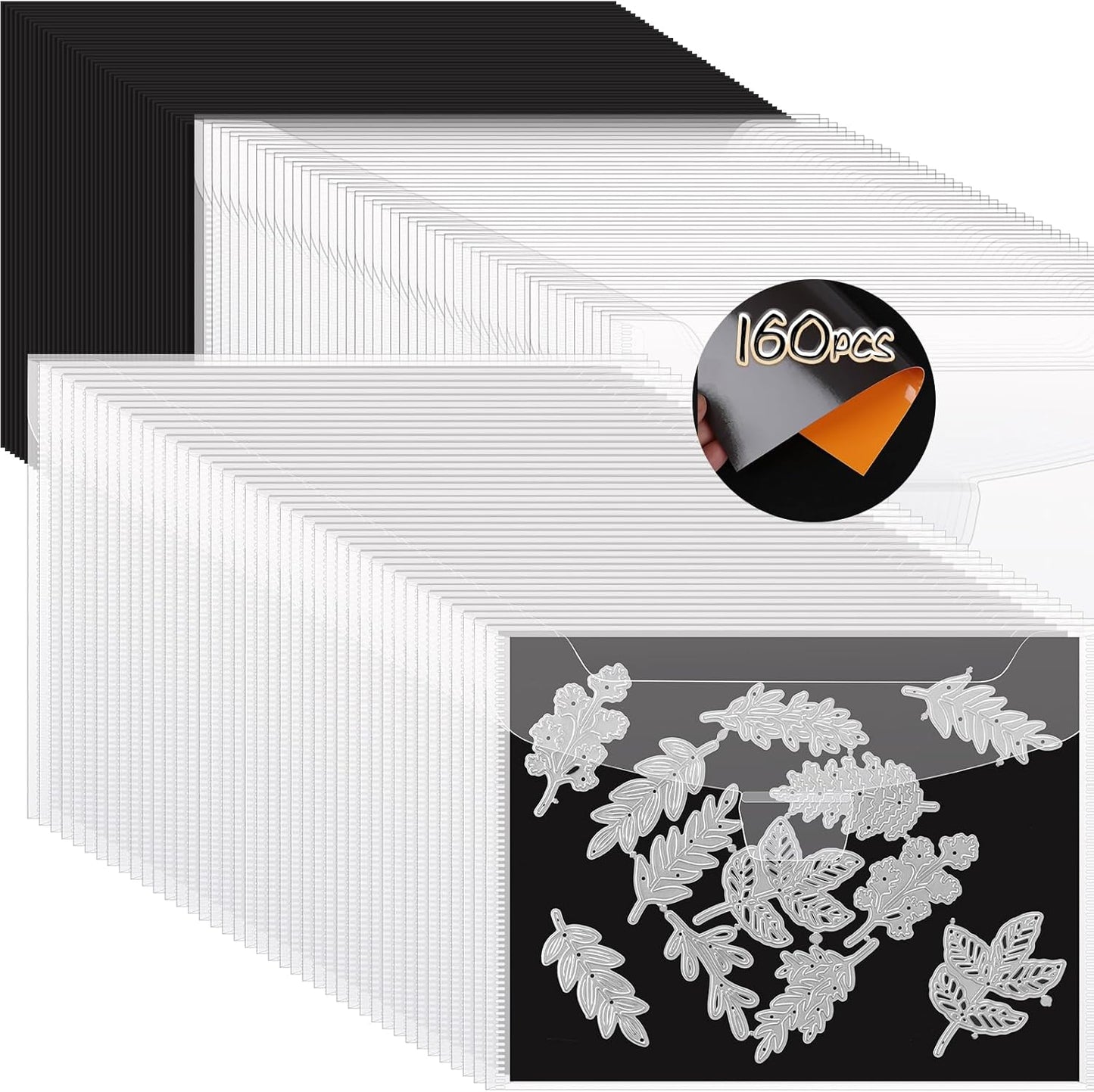 160 PCS Stamp and Die Storage Bag Set for DIY Scrapbooking
