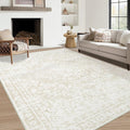 Vintage Living Room Area Rug 5x7 - Machine Washable Boho Distressed