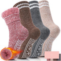 HUGSWEET Thermal Slipper Socks 4 Pairs - Thick Warm Non-Slip Comfort