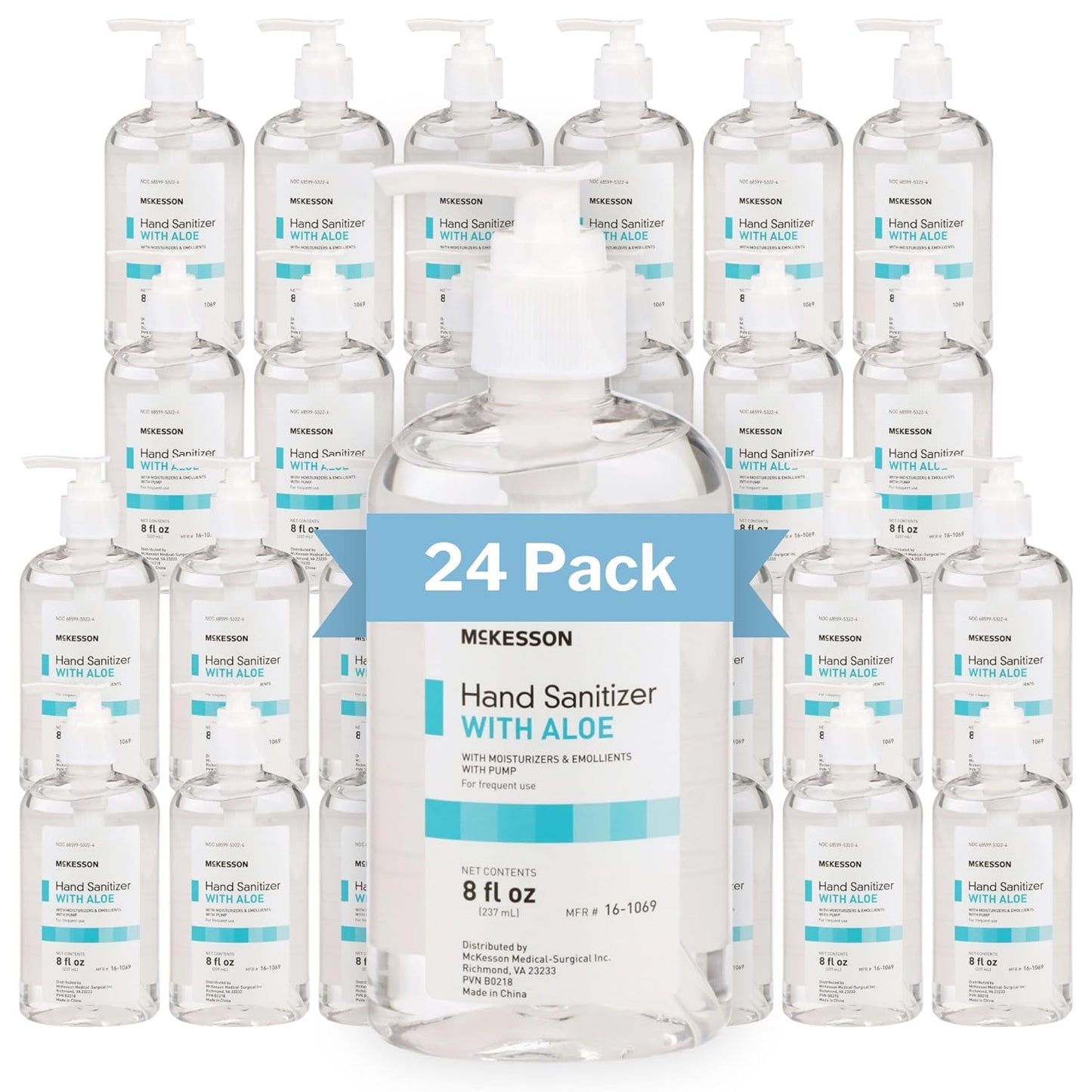 McKesson Hand Sanitizer Pump with Aloe, 8 oz for Soft Hands