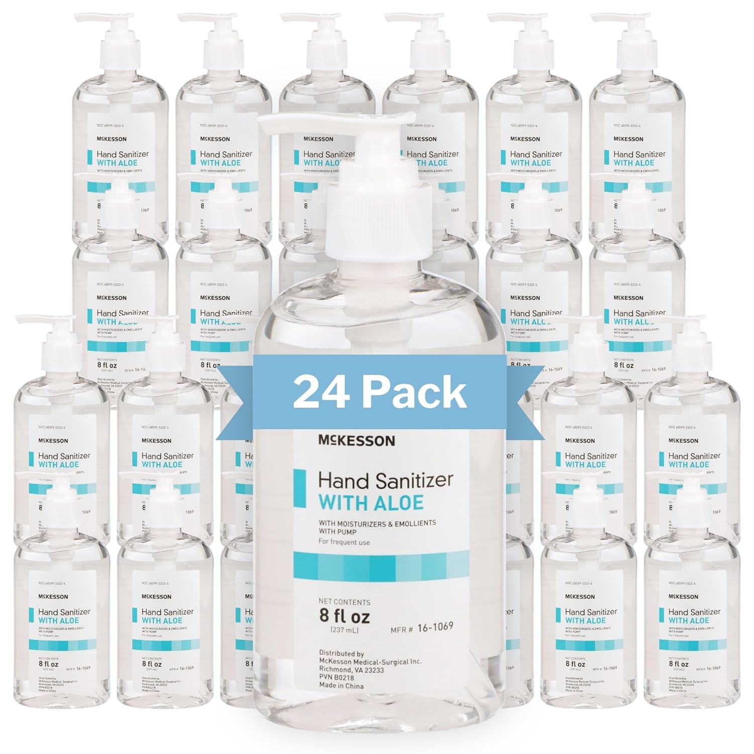 McKesson Hand Sanitizer Pump with Aloe, 8 oz for Soft Hands