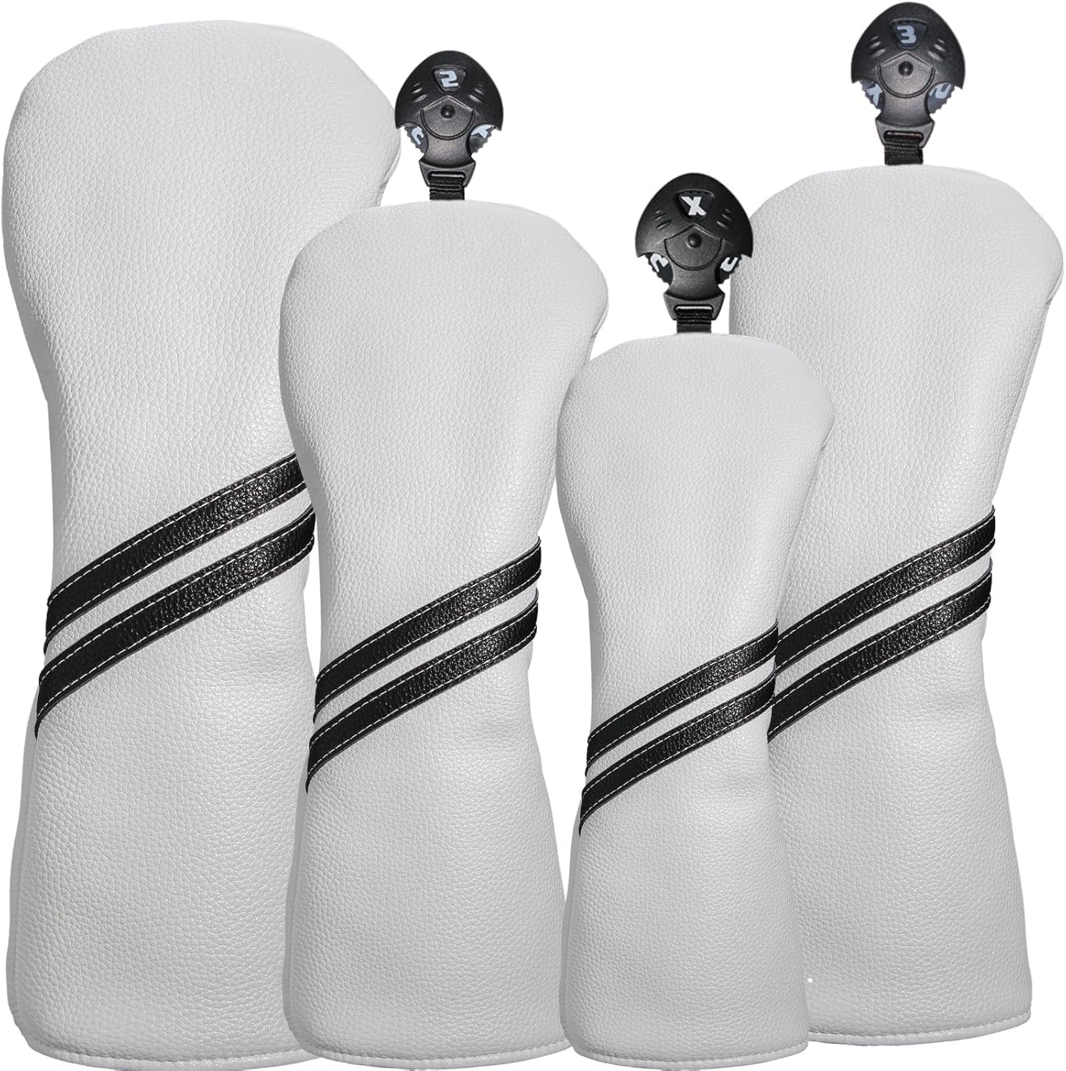 Golf Club Head Covers Set - 4pcs Waterproof PU Leather for Woods