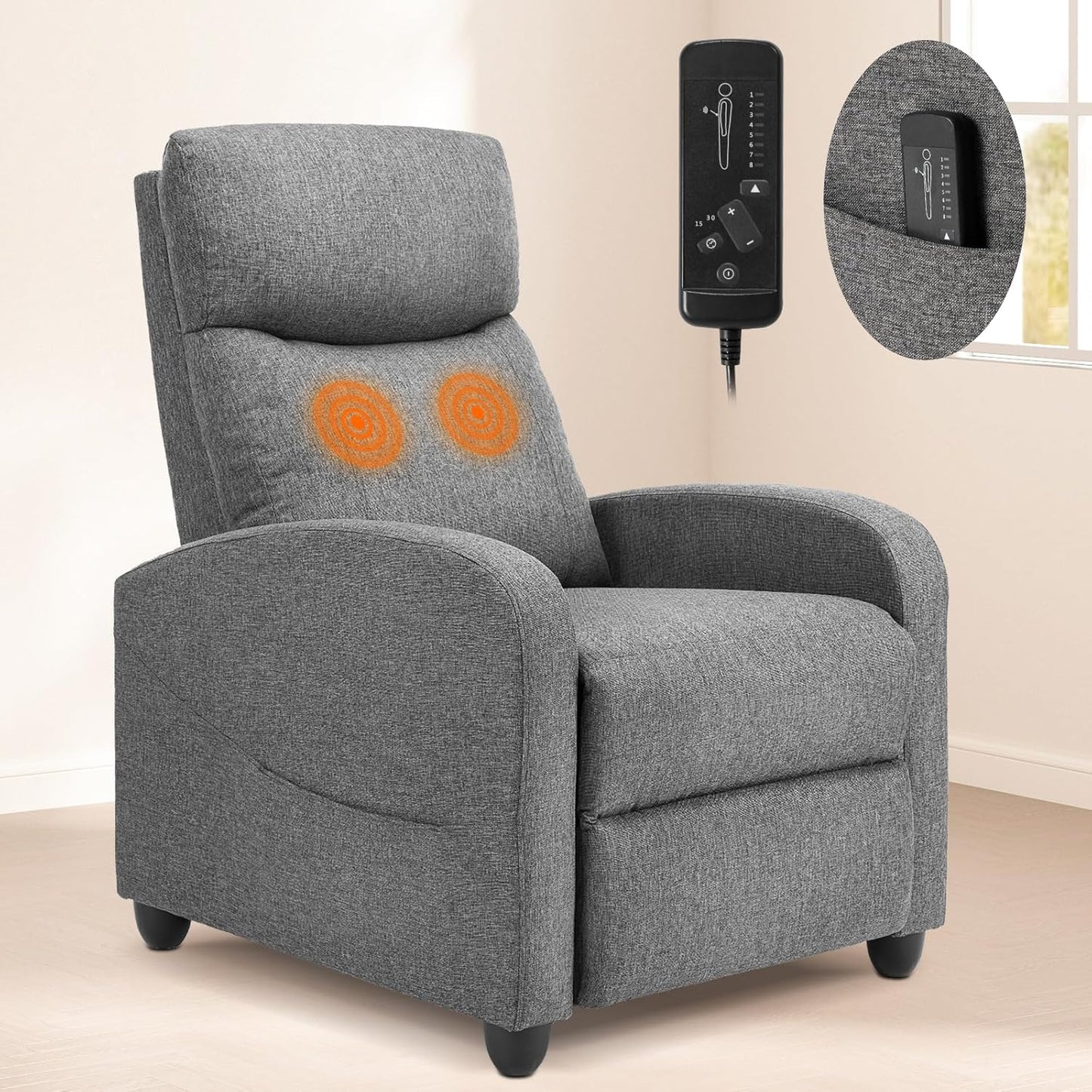 Modern Grey Recliner: Adjustable Comfort