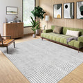 Washable Area Rug 8x10 - Large Grey Boho Rug for Living Room