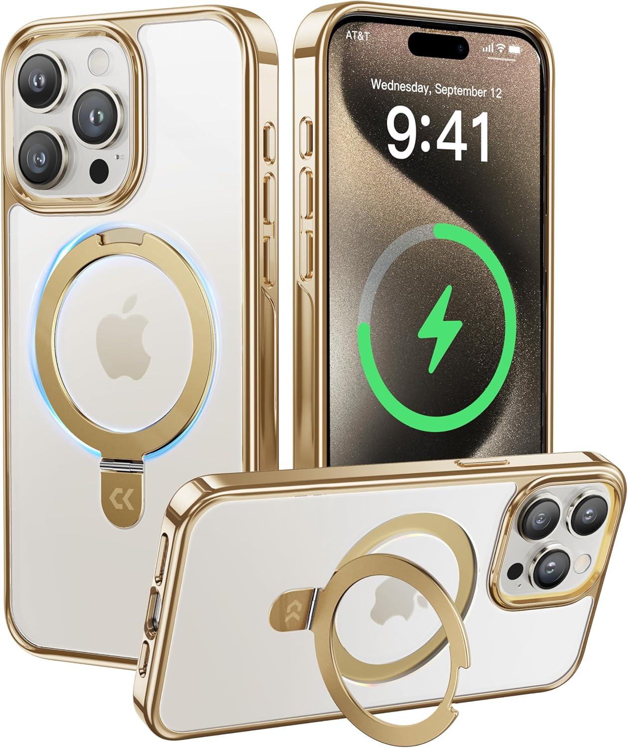 CASEKOO iPhone 15 Pro Max Case with Magnetic Ring Stand and Grip