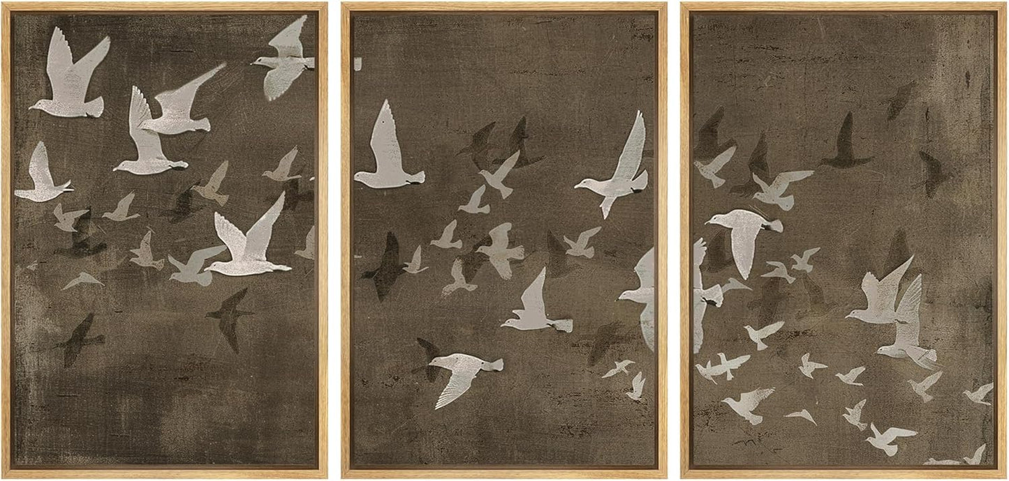 MUDECOR Framed Wall Art Print Set of Abstract Birds in Flight