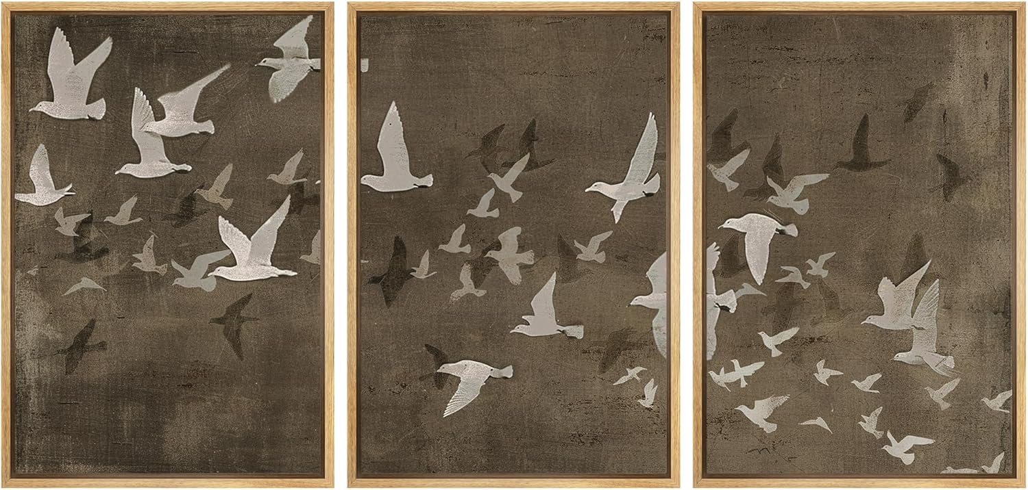 MUDECOR Framed Wall Art Print Set of Abstract Birds in Flight
