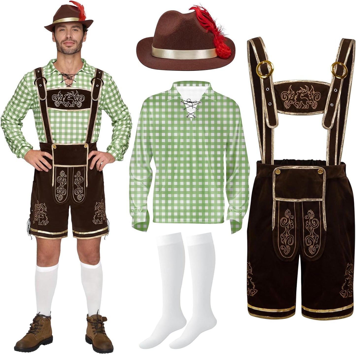 Men Lederhosen Oktoberfest Costume for Beer Festival Parties