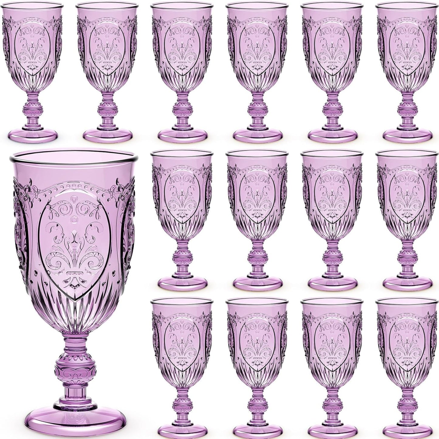 24 Pcs Vintage Plastic Goblets for Weddings and Parties
