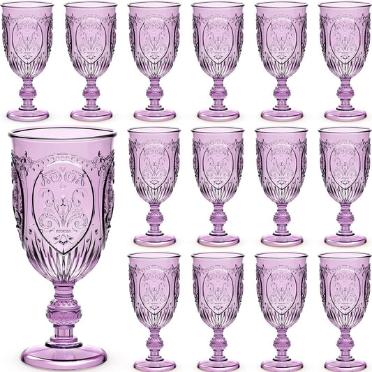 24 Pcs Vintage Plastic Goblets for Weddings and Parties