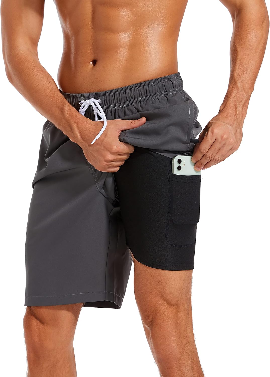 Difficort Mens Swim Trunks with Compression Liner for Comfort