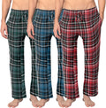 Men's 3 Pack Cotton Flannel Fleece Brush Lounge Pants - Pack of 3