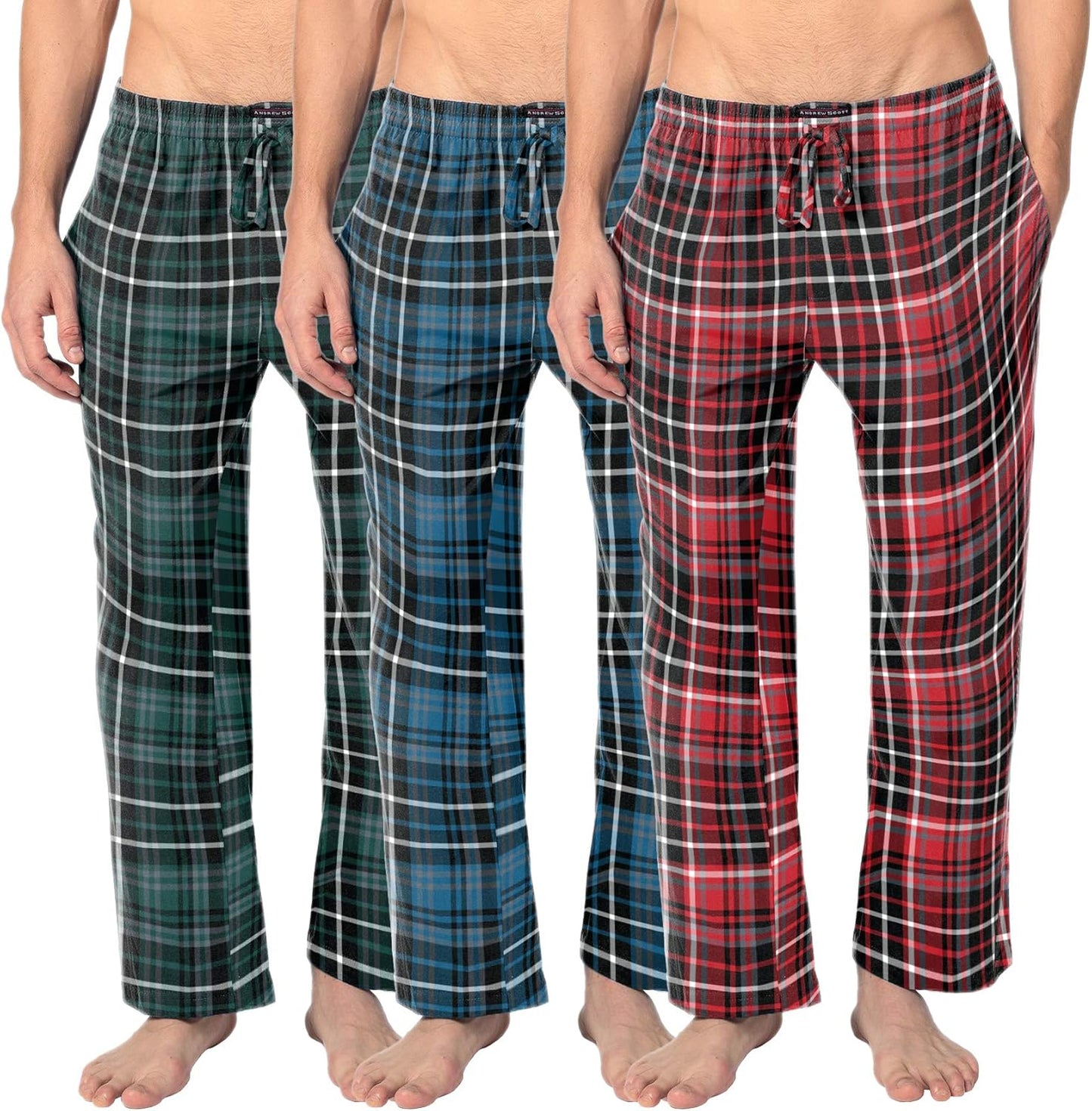 Andrew Scott Men's Cotton Flannel Fleece Pajama Lounge Pants