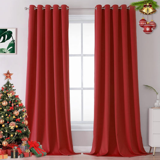 DUALIFE 108 inches Long Red Blackout Curtains for Bedroom