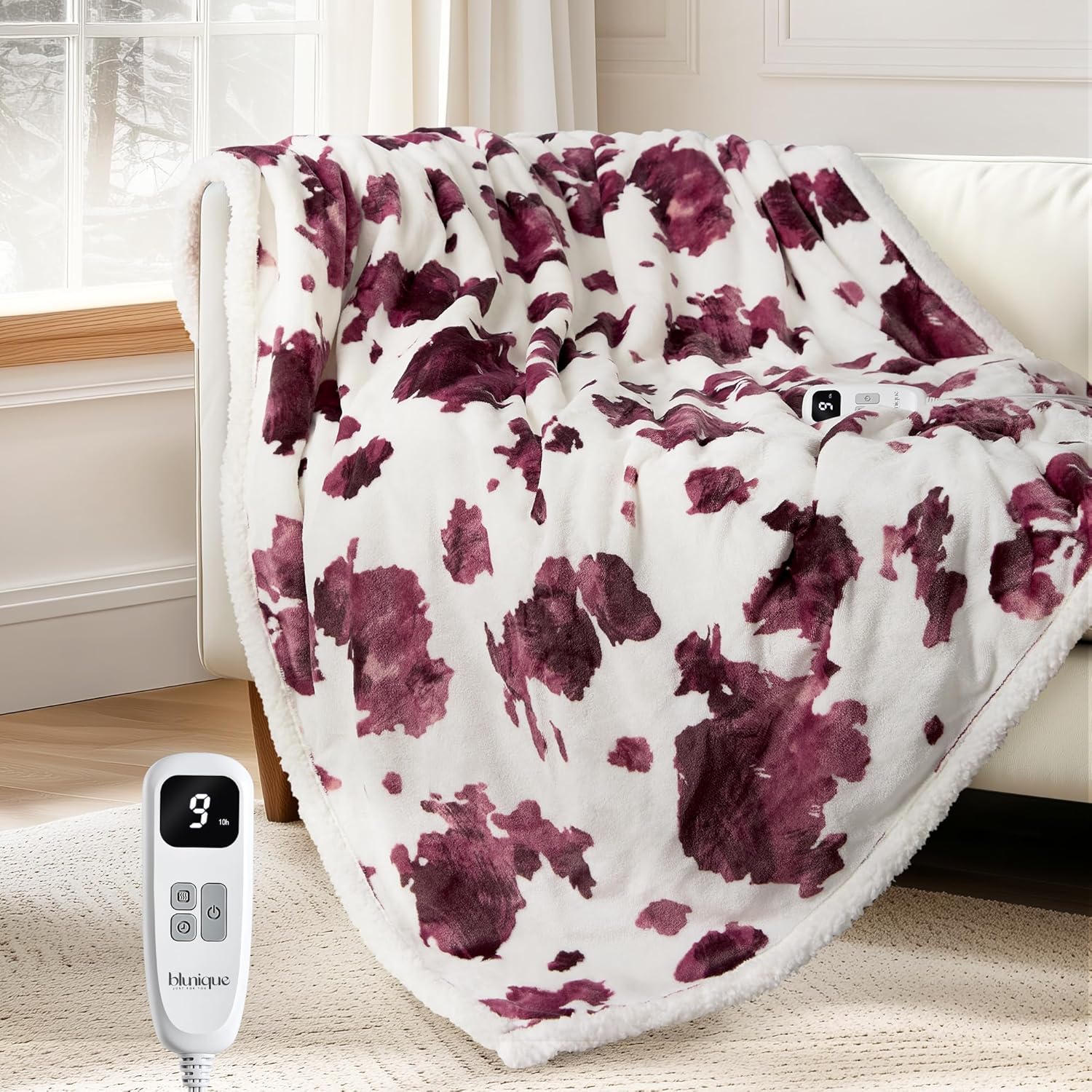 Heated Blanket Throw with Fast Heating & 10 Heat Settings