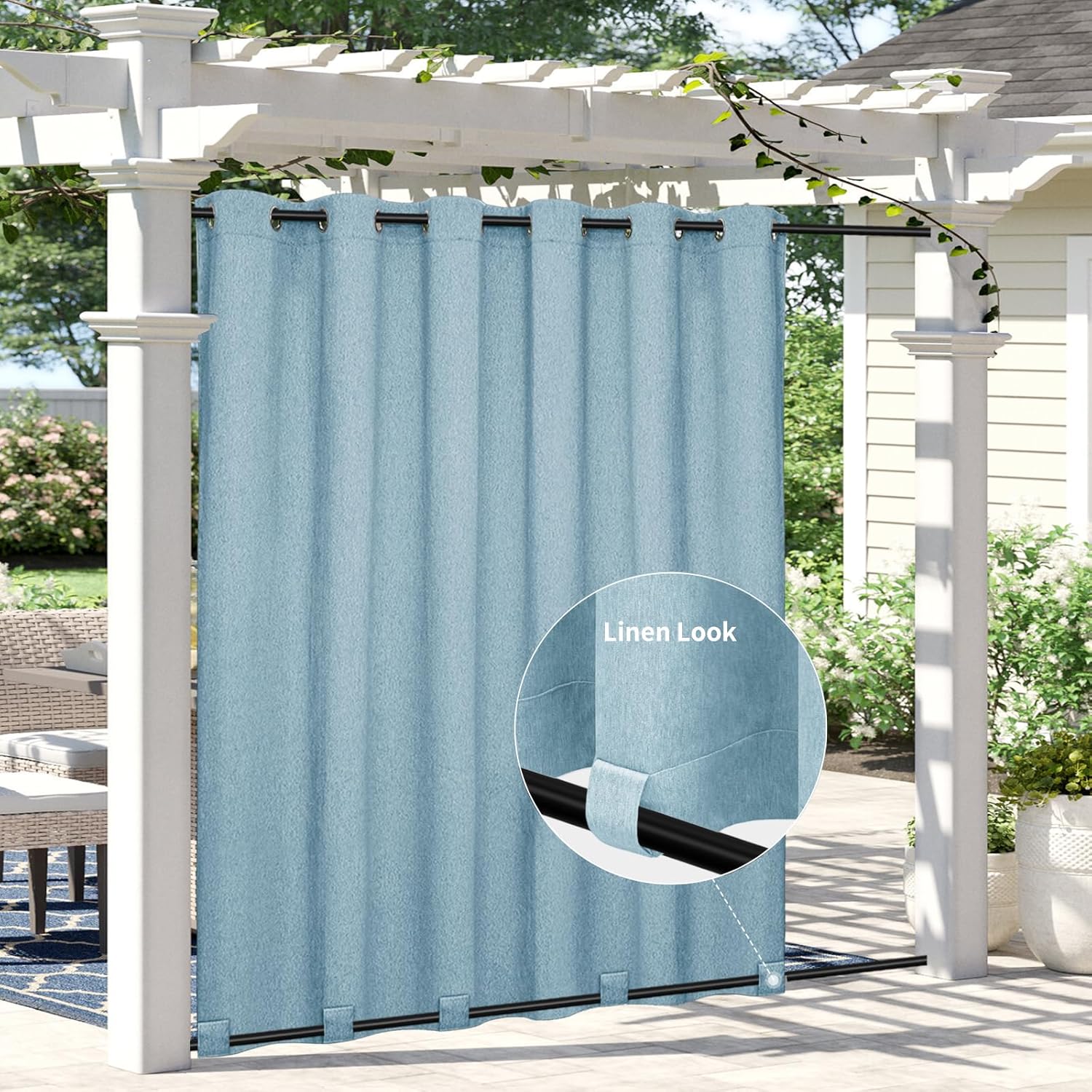 Easy-Going Linen Look Outdoor Curtains for Privacy and Style