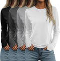 Women's Long Sleeve Thumb Hole Shirts 4 Pack - Soft Cotton Blend Neer